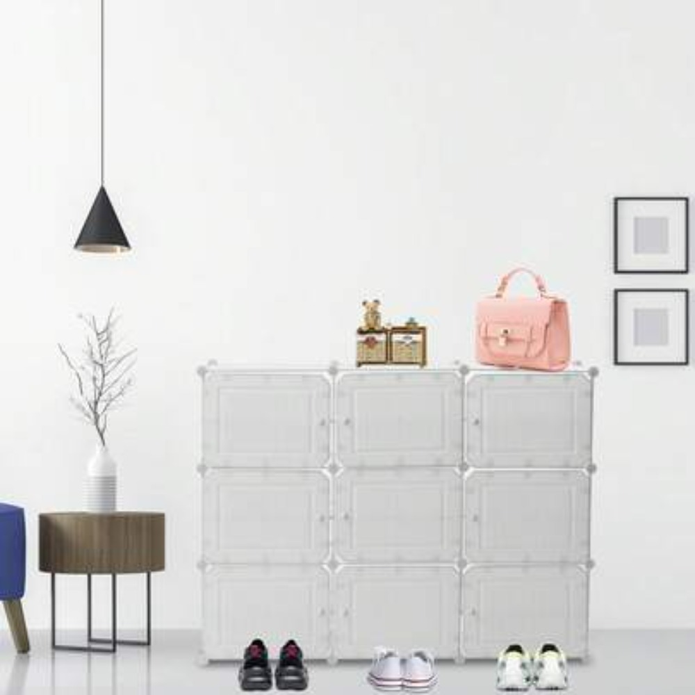 Shoe Rack Cabinet Narrow Entryway - ชั้นวางรองเท้า 36 คู่, ตู้เก็บรองเท้า 9 บานพร้อมประตู,