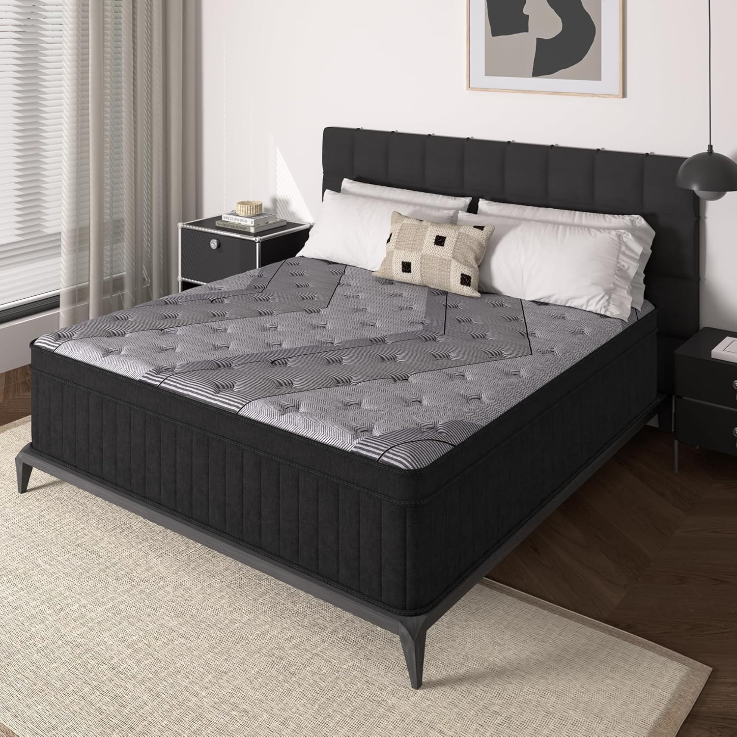 Memory Foam Mattress In A Box Queen - ที่นอนขนาดควีนไซส์, ที่นอนไฮบริดหนา 12 นิ้วในกล่อง, ความแน่นปานกลาง, เมมโมรี่โฟม