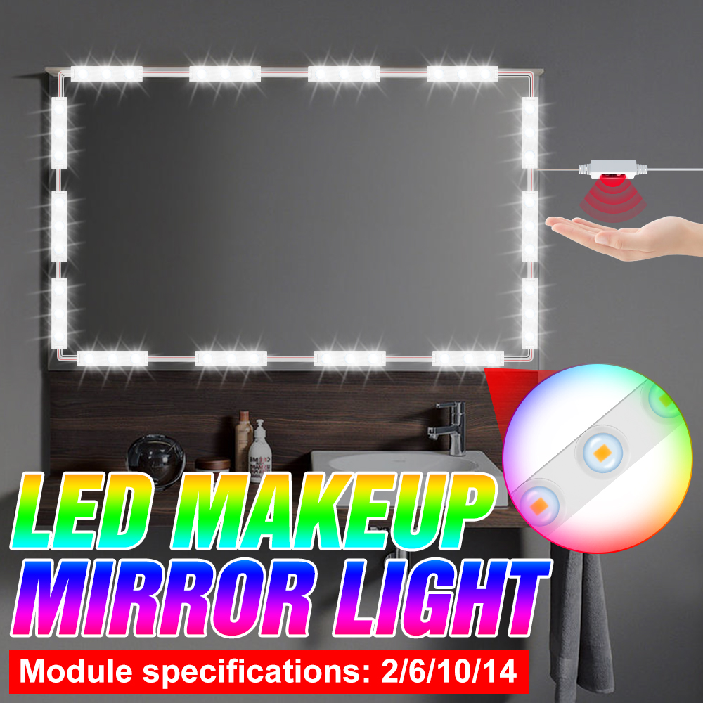 Dressing Table Vanity With Lighted Mirror - แต่งหน้ากระจกโต๊ะเครื่องแป้งมือกวาด Sensor โคมไฟติดผนัง LED หรี่แสงได้ Dressing