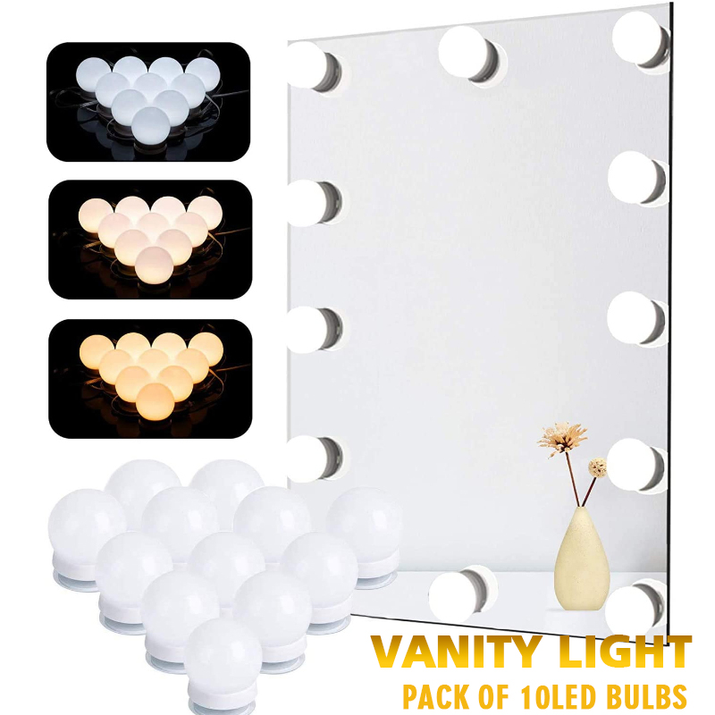 Dressing Table Vanity With Lighted Mirror - LED แต่งหน้ากระจกหลอดไฟชาร์จ USB Vanity แต่งหน้ากระจกห้องน้ํา Dressing