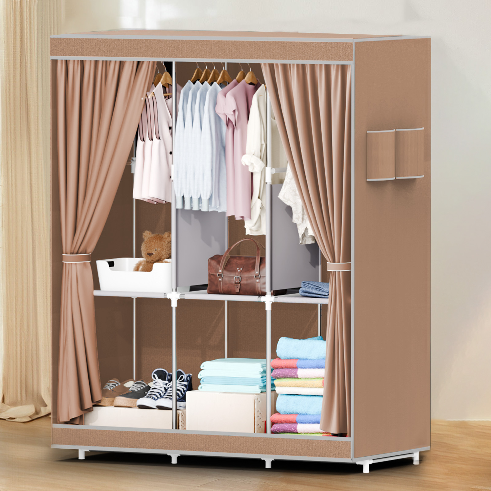 Wardrobe Closet Portable Fabric Cover - ตู้เสื้อผ้าแบบพกพาขนาด 51 นิ้ว ท่อหนา 16 มม.