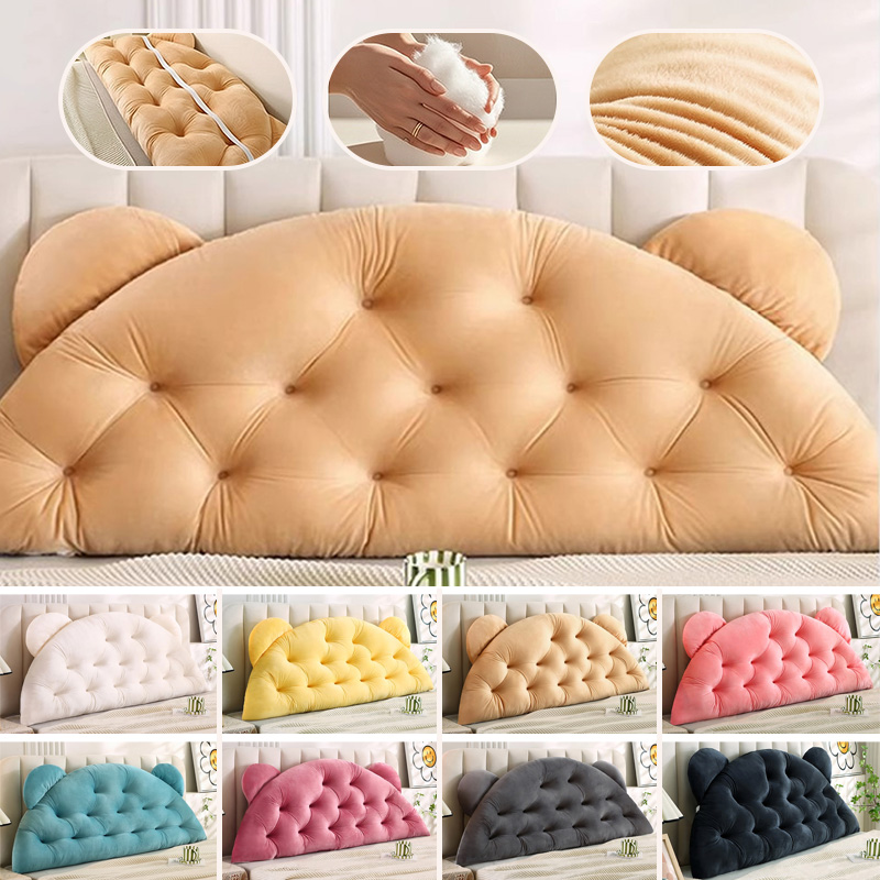 Headboard Cushion Backrest Tatami - หมอนพิงหลังหัวเตียงรูปหูหมี บุหนานุ่ม พร้อมสายรัด สำหรับเตียง โซฟา ทาทามิ