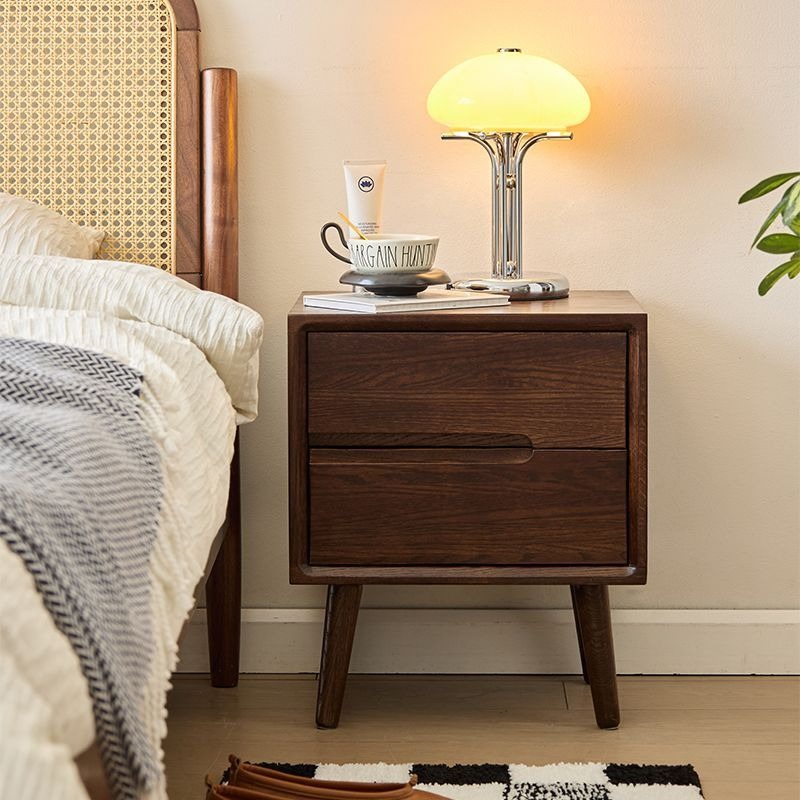 Solid Wood Nightstand 2 Drawers - โต๊ะข้างเตียงไม้วินเทจโต๊ะข้างเตียงห้องนอนหรูหราโต๊ะข้างเตียงความงามพร้อมลิ้นชักเก็บเฟอร์นิเจอร์