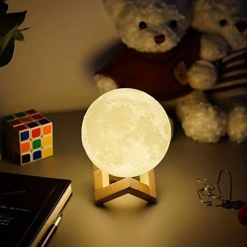 Floating Nightstand With Led Light - ไฟ LED พระจันทร์1ดวงไฟกลางคืนดวงจันทร์แบบ DIY เด็กหญิงเด็กชายเด็กของขวัญวันเกิดสำหรับผู้หญิงการตกแต่งห้องนอน (ไฟอบอุ่น)