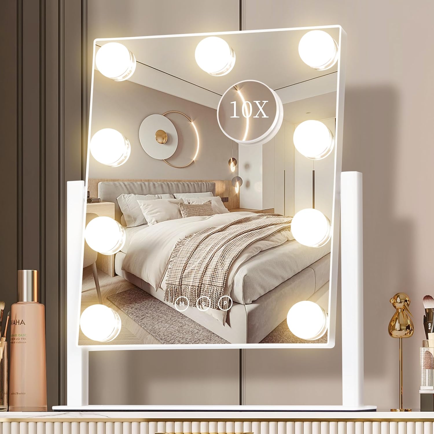 Dressing Table Vanity With Lighted Mirror - ไฟกระจกแต่งหน้าแบบฮอลลีวูด หลอดไฟ LED สำหรับกระจกแต่งหน้า ใช้พลังงาน USB