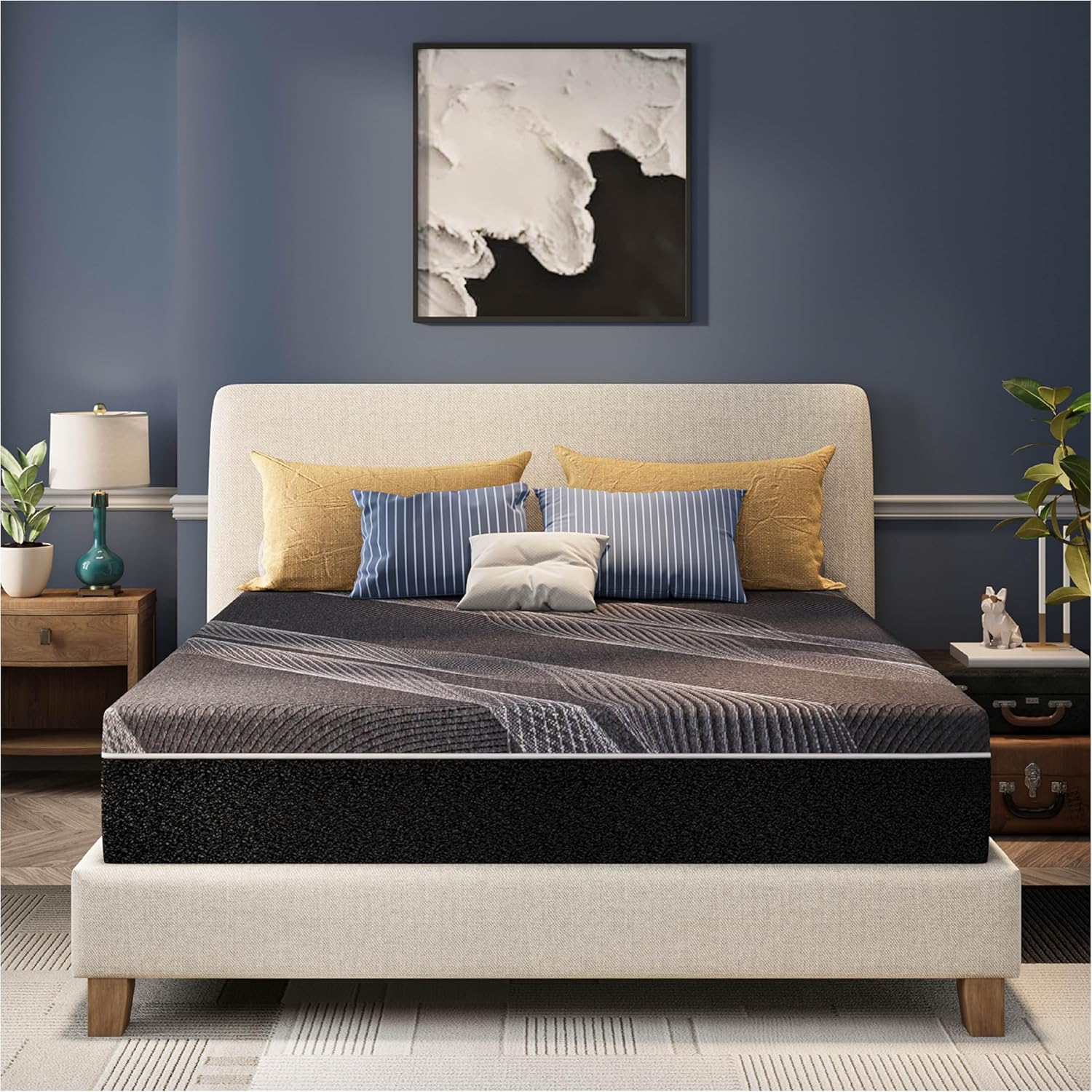 Memory Foam Mattress In A Box Queen - ที่นอนควีนไซส์ 12 นิ้ว, ที่นอนเมมโมรี่โฟมผสมถ่านไม้ไผ่, ระบายความร้อนและลดแรงกดทับ, ที่นอนแบบกล่อง,