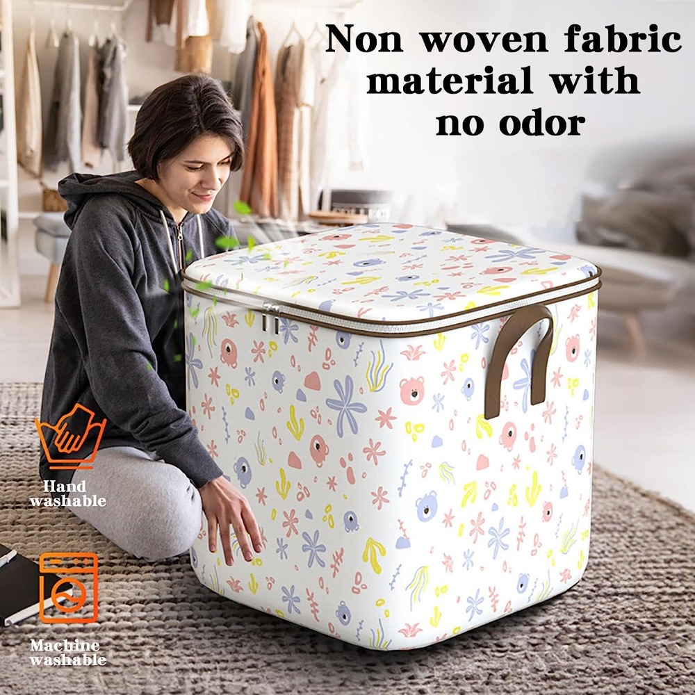 Wardrobe Closet Portable Fabric Cover - กล่องที่เก็บเสื้อผ้าแบบพกพากล่องเก็บของในตู้เสื้อผ้าแบบพับได้มีที่จับทนทานเก็บของเล่นความจุขนาดใหญ่และกล่องคัดแยกสินค้าใหม่