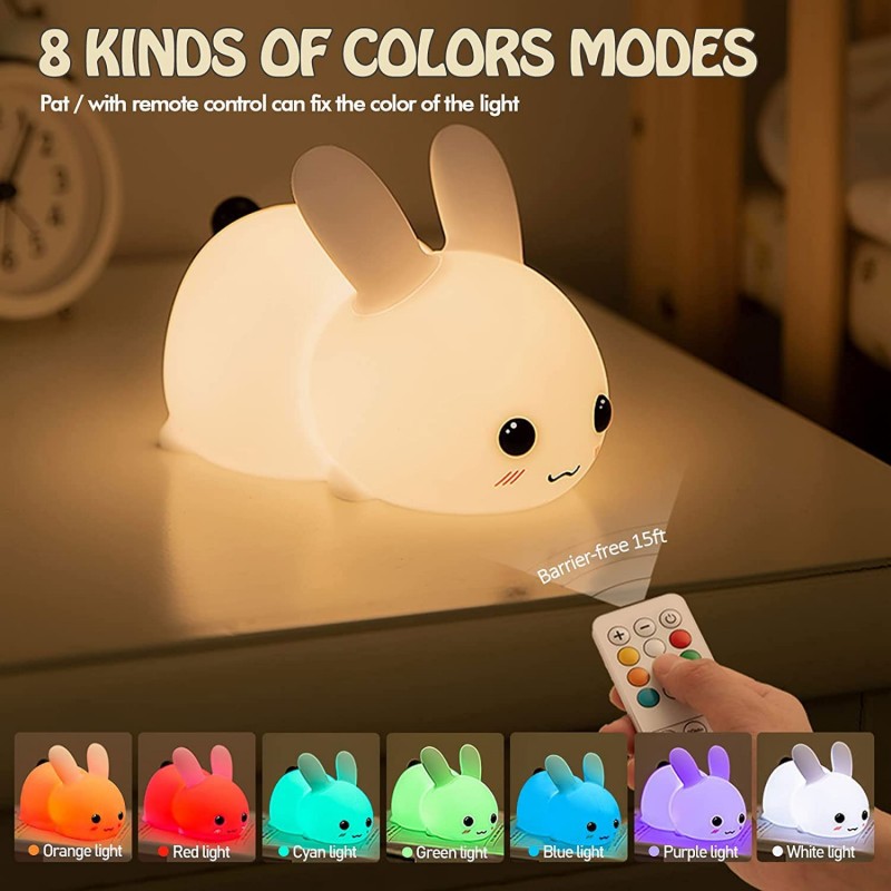 Floating Nightstand With Led Light - LED Rabbit Night Light รีโมทคอนโทรลหรี่แสงได้ RGB