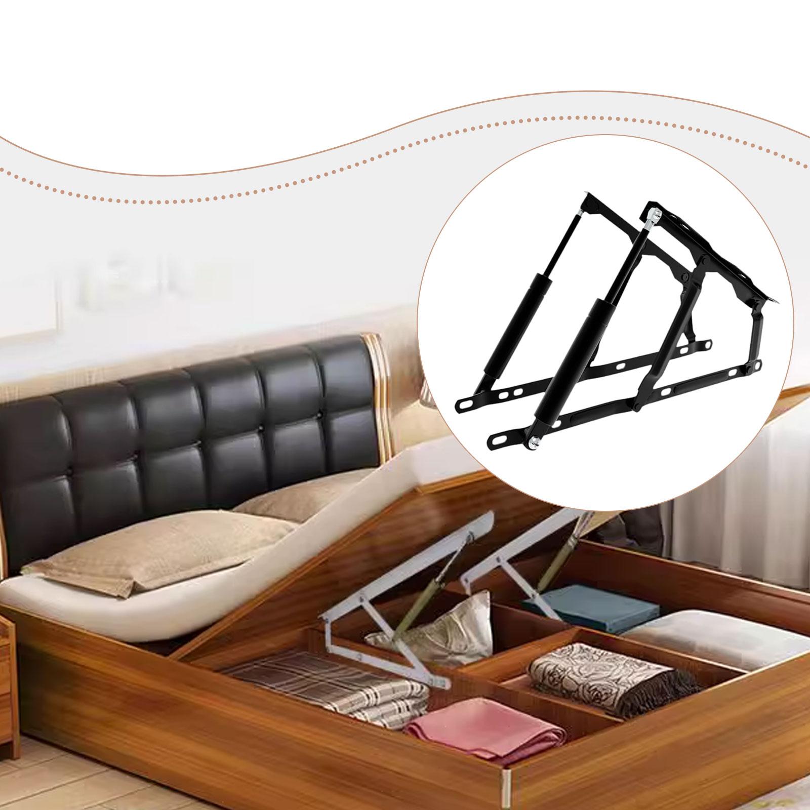 Gas Lift Storage Bed Hydraulic - ชุดยกเตียง 2 ชิ้น พร้อมกลไกไฮดรอลิกและสปริงแก๊ส สำหรับเตียงเก็บของ บานพับเหล็กสีดำสำหรับตู้เก็บของ