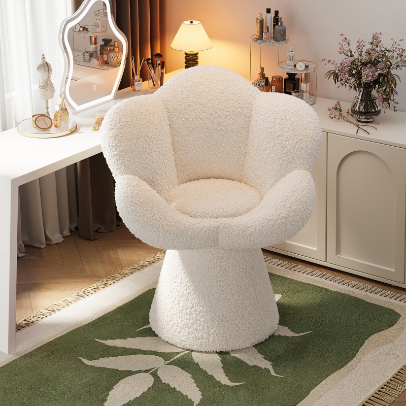 Bedroom Furniture - เก้าอี้แต่งหน้าหมุนได้ โต๊ะเครื่องแป้งในห้องนอน เก้าอี้แต่งหน้าแบบใหม่ เก้าอี้แต่งหน้าหรูหราเบาๆ เก้าอี้พนักพิงกำมะหยี่ ใช้ในบ้าน
