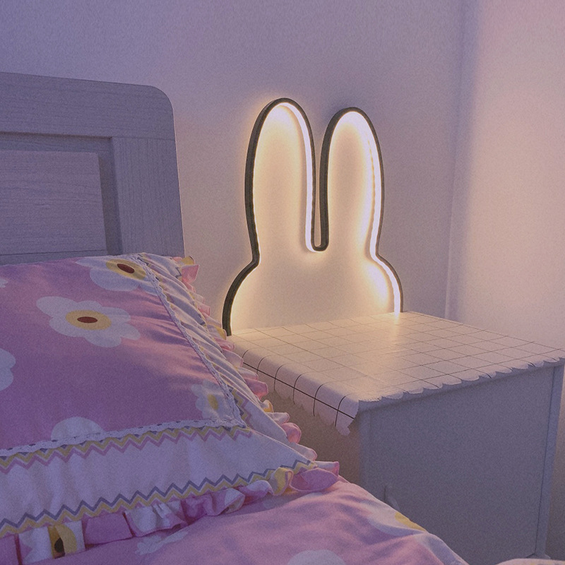 Floating Nightstand With Led Light - โคมไฟติดผนังรูปกระต่ายน่ารัก ไฟ LED ใช้พลังงานจาก USB โคมไฟตั้งโต๊ะสำหรับเด็ก
