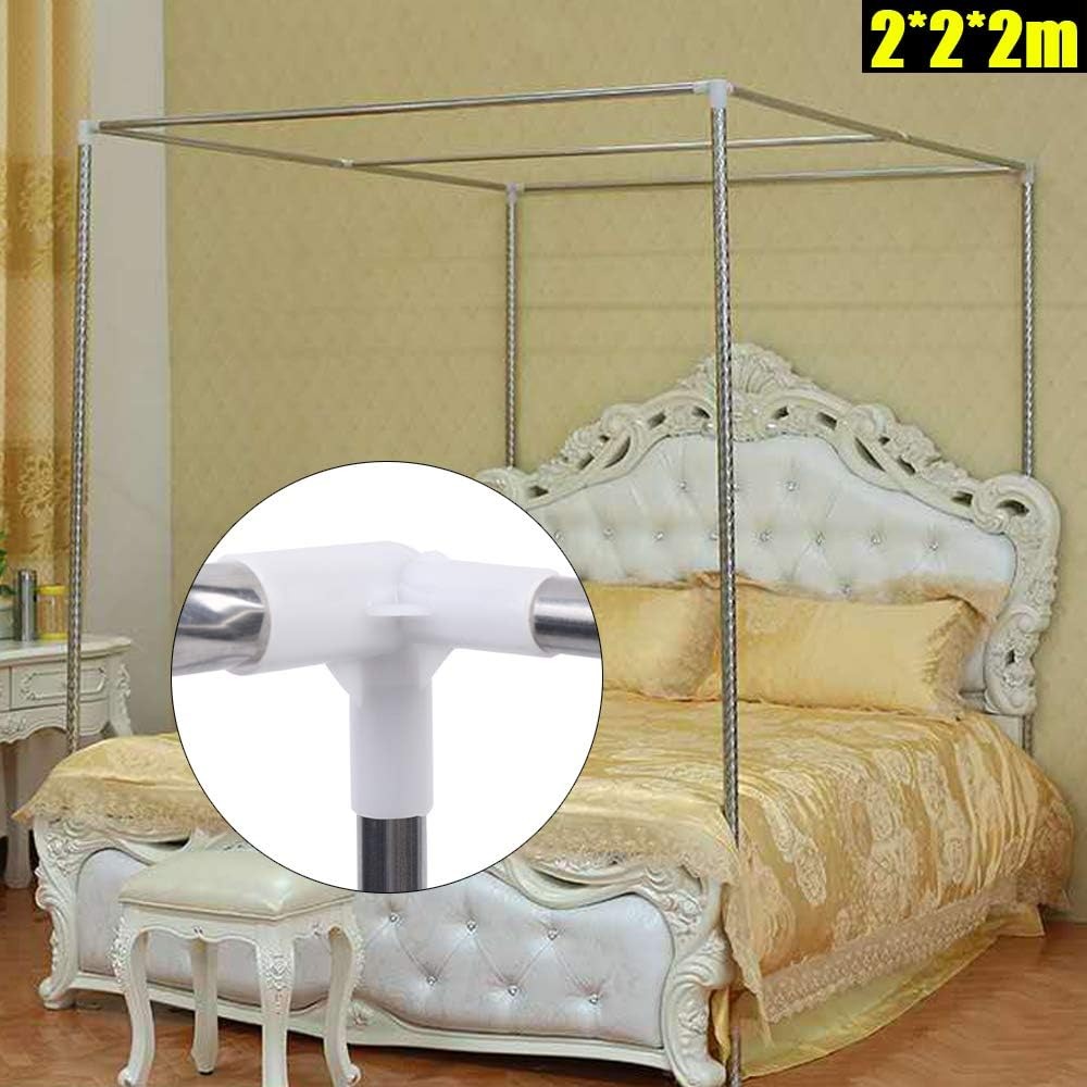 Canopy Bed Frame Metal Queen - โครงเตียงเหล็กสแตนเลสพร้อมมุ้งครอบเตียงแบบสี่มุม ขนาด 2 * 2 *