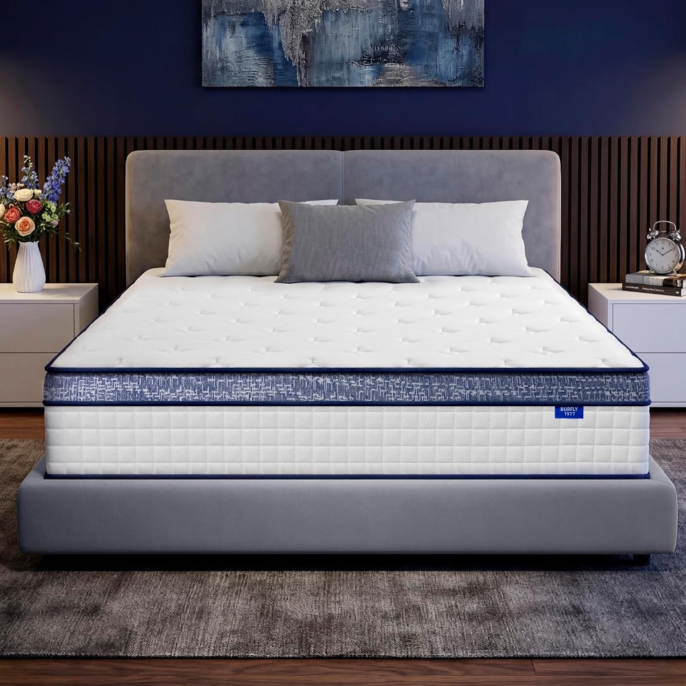 Memory Foam Mattress In A Box Queen - ที่นอนควีนไซส์, ที่นอนไฮบริดขนาดควีนไซส์ 12 นิ้วในกล่อง, โฟมเมมโมรี่พร้อมสปริงแยกอิสระ, ความสบายระดับปานกลาง