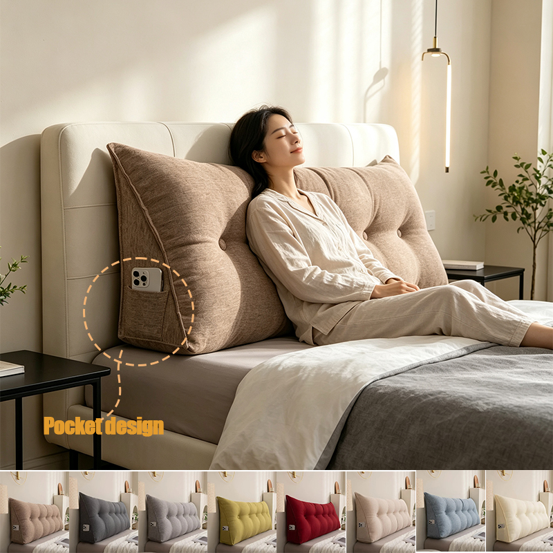 Headboard Cushion Backrest Tatami - เบาะรองหลังขนาดใหญ่สำหรับหัวเตียง ที่พักหลังทรงสามเหลี่ยม หมอนรองหลังและเอวสำหรับเตียง โซฟา ตกแต่งบ้านสไตล์โมเดิร์น