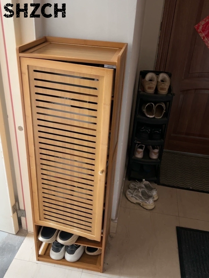 Shoe Rack Cabinet Narrow Entryway - ชั้นวางรองเท้าขนาดเล็กแบบมีประตู รุ่นใหม่ล่าสุด ตู้เก็บรองเท้าหลายชั้นสำหรับทางเข้าบ้าน ตู้เก็บของในห้องโถงสำหรับใช้ในบ้าน