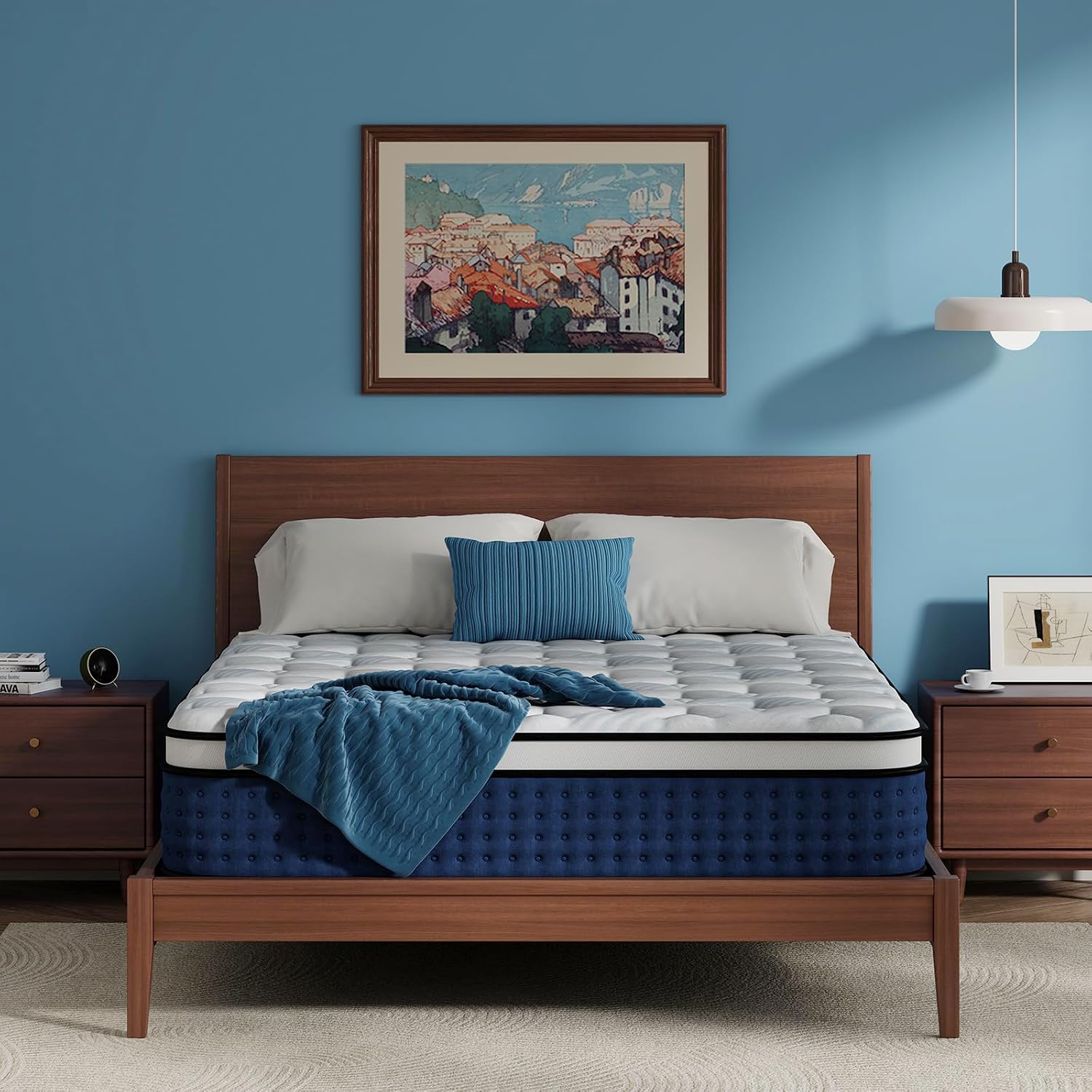 Memory Foam Mattress In A Box Queen - ที่นอน, ที่นอนไฮบริดขนาดควีนไซส์ในกล่อง, ความแน่นปานกลาง, โฟมเมมโมรี่เจลระบายความร้อน, สปริงแบบแยกอิสระ, ปรับแต่งได้