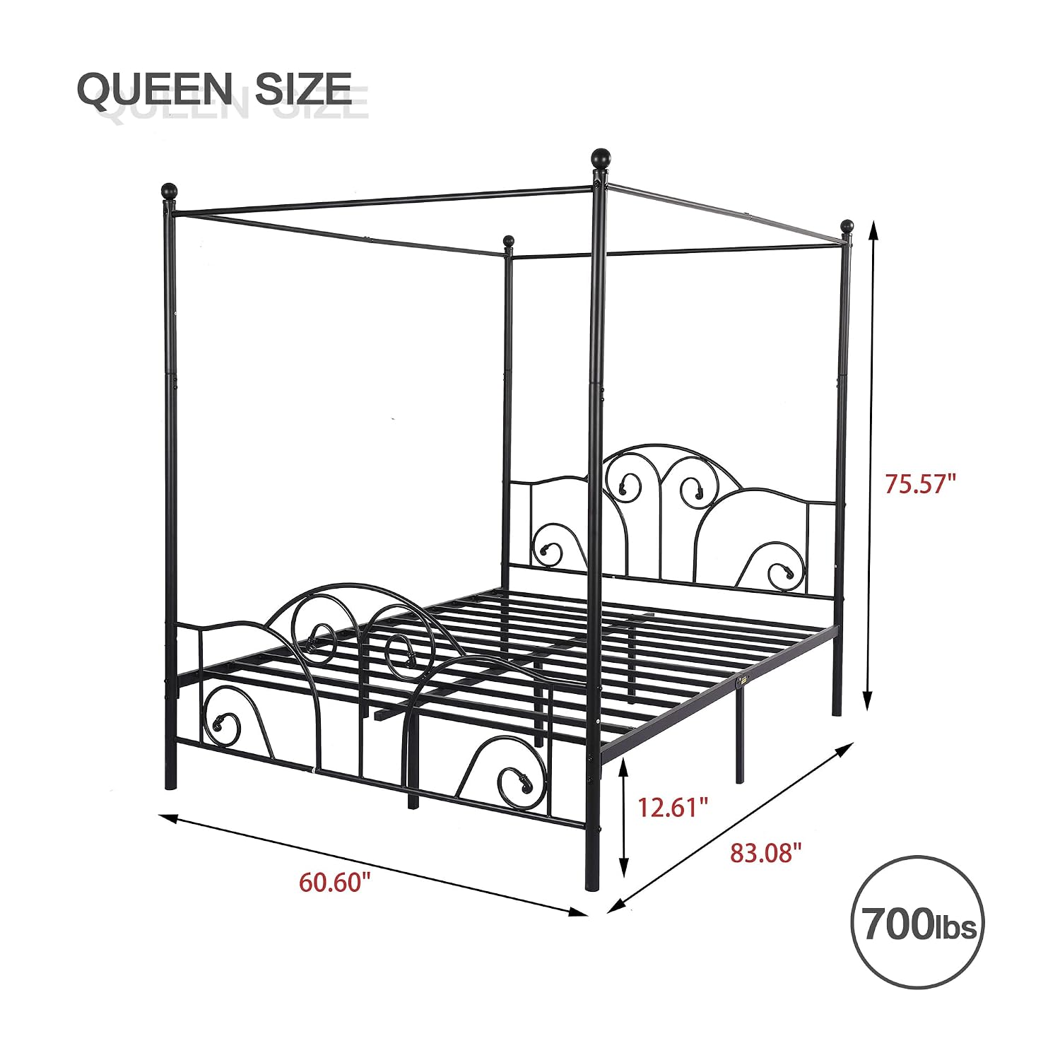 โครงเตียงโลหะขนาดควีนไซส์พร้อม - Canopy Bed Frame Metal Queen บทวิจารณ์และราคา