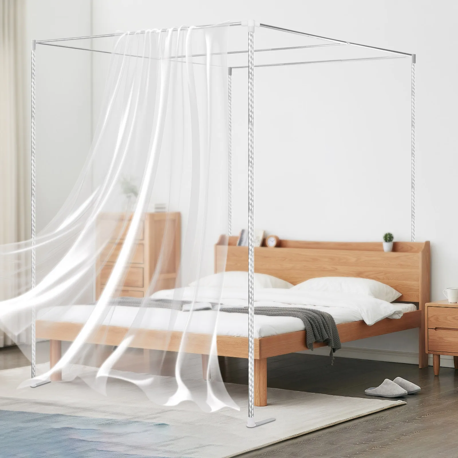โครงเตียงแบบมีมุ้ง 4 มุม, โครง - Canopy Bed Frame Metal Queen บทวิจารณ์และราคา