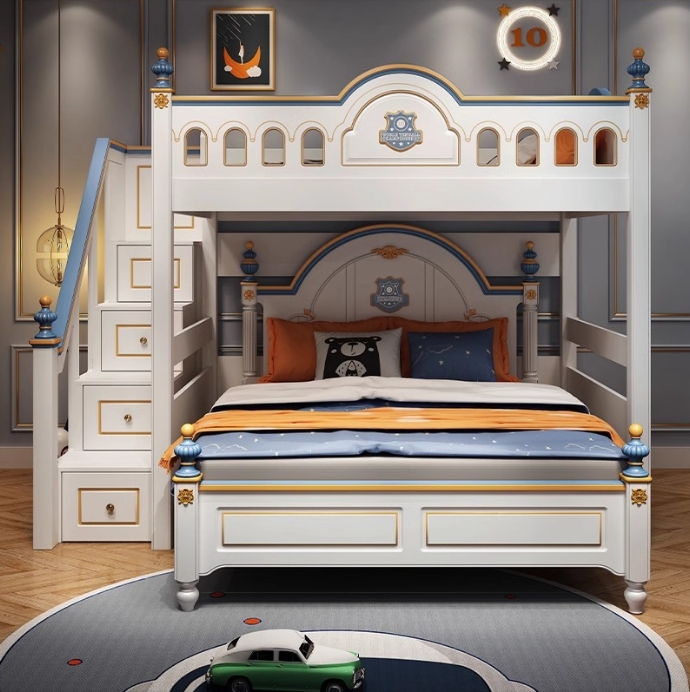 เตียงสองชั้นทรงปราสาทไม้สำหรับ - Bunk Bed With Stairs And Slide บทวิจารณ์และราคา