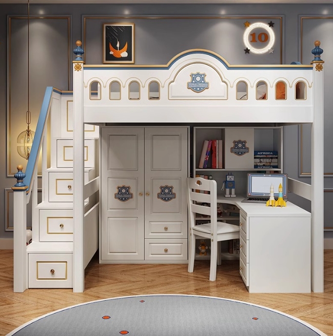 เตียงสองชั้นทรงปราสาทไม้สำหรับ - Bunk Bed With Stairs And Slide บทวิจารณ์และราคา