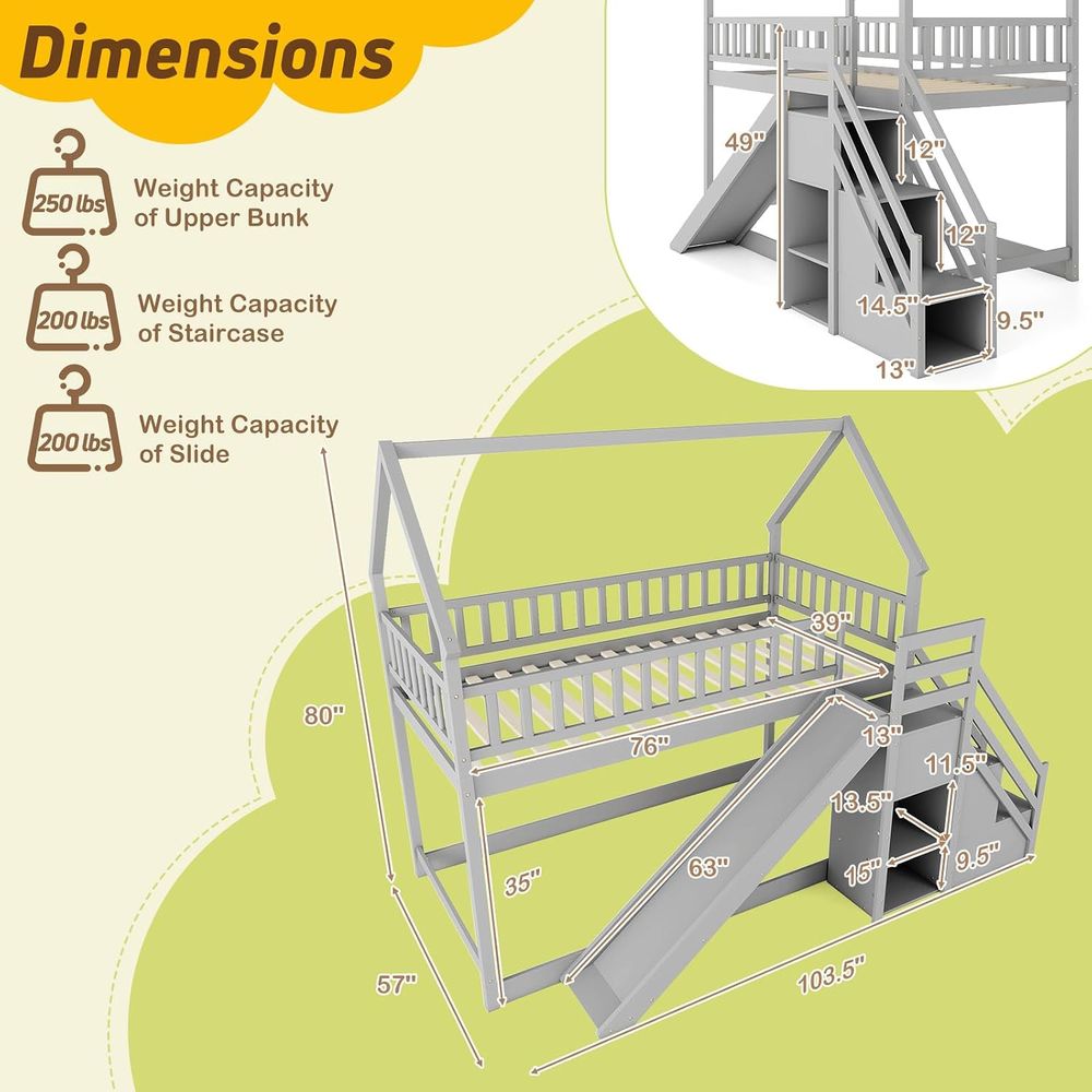 เตียงสองชั้นแบบ Twin Over Twin - Bunk Bed With Stairs And Slide บทวิจารณ์และราคา