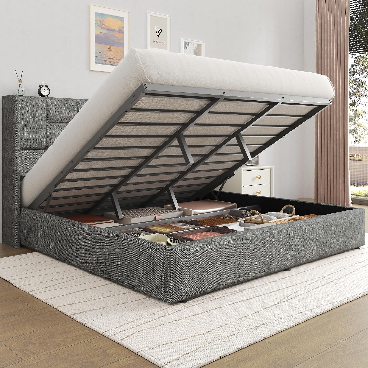 โครงเตียงคิงไซส์พร้อมระบบยกไฮด - Gas Lift Storage Bed Hydraulic บทวิจารณ์และราคา