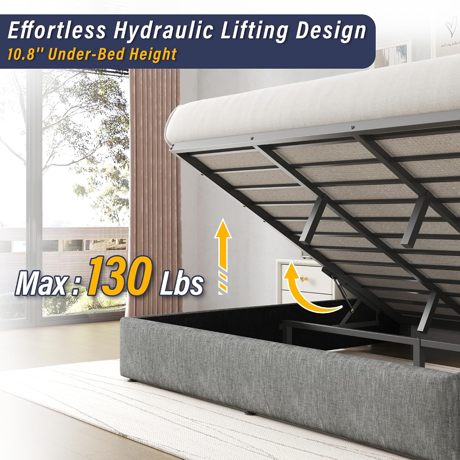 โครงเตียงคิงไซส์พร้อมระบบยกไฮด - Gas Lift Storage Bed Hydraulic บทวิจารณ์และราคา