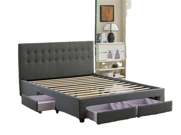 โครงเตียงคู่ทันสมัยพร้อมลิ้นชั - King Size Bed Frame With Storage Drawers บทวิจารณ์และราคา