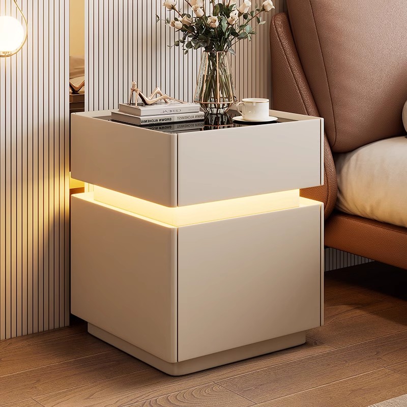 โต๊ะข้างเตียงอัจฉริยะพร้อมไฟเซ - Solid Wood Nightstand 2 Drawers บทวิจารณ์และราคา