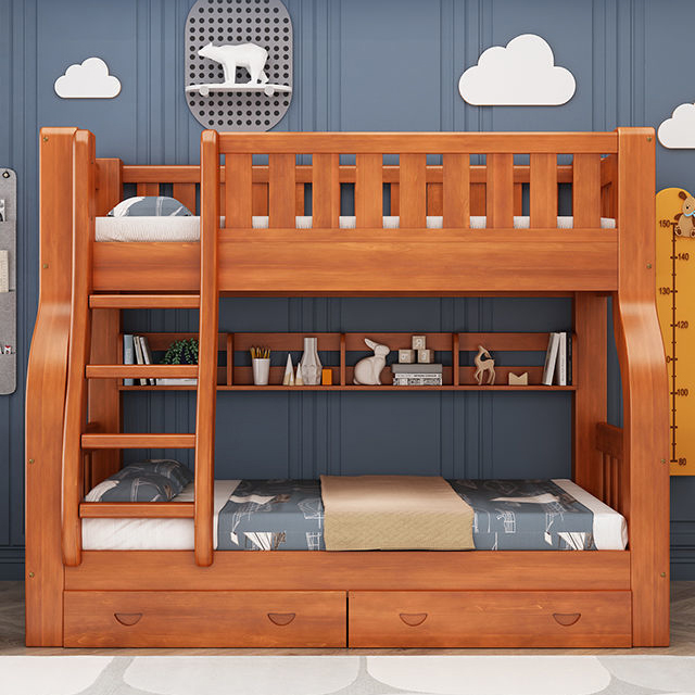 เตียงเด็กสองชั้นโครงไม้จริงสำห - Bunk Bed With Stairs And Slide บทวิจารณ์และราคา