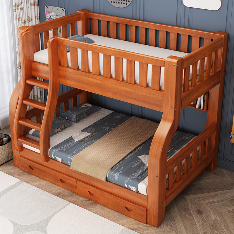 เตียงเด็กสองชั้นโครงไม้จริงสำห - Bunk Bed With Stairs And Slide บทวิจารณ์และราคา
