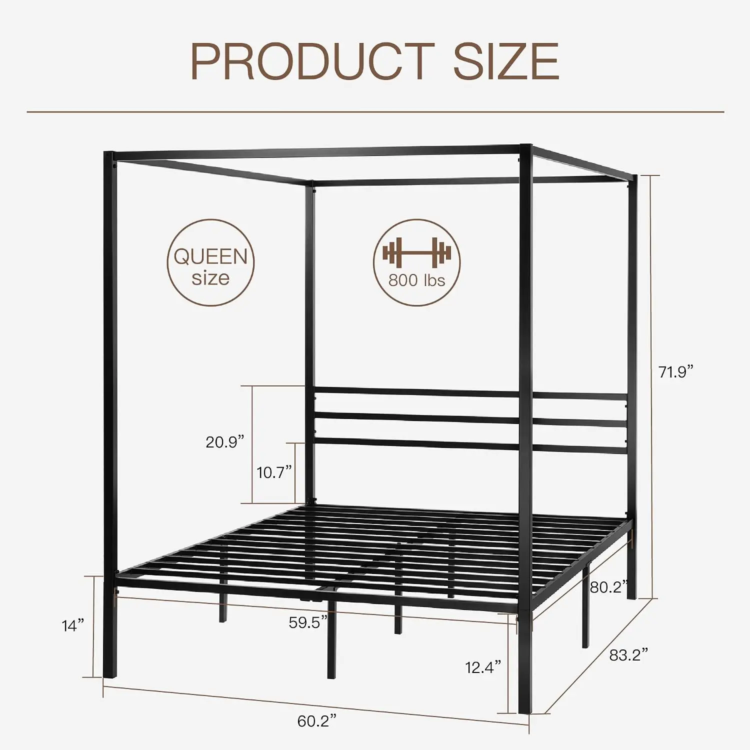 โครงเตียงเหล็กแบบมีหลังคา ขนาด - Canopy Bed Frame Metal Queen บทวิจารณ์และราคา