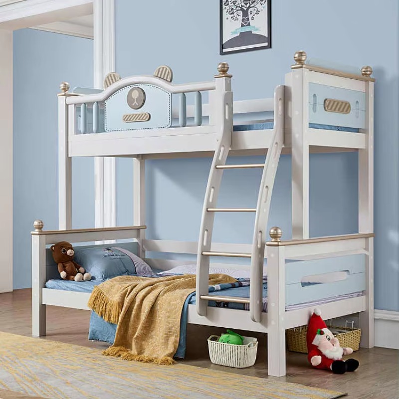 เตียงสองชั้นไม้จริงแบบเรียบง่า - Bunk Bed With Stairs And Slide บทวิจารณ์และราคา