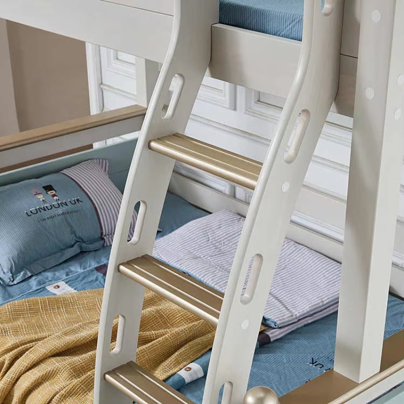 เตียงสองชั้นไม้จริงแบบเรียบง่า - Bunk Bed With Stairs And Slide บทวิจารณ์และราคา