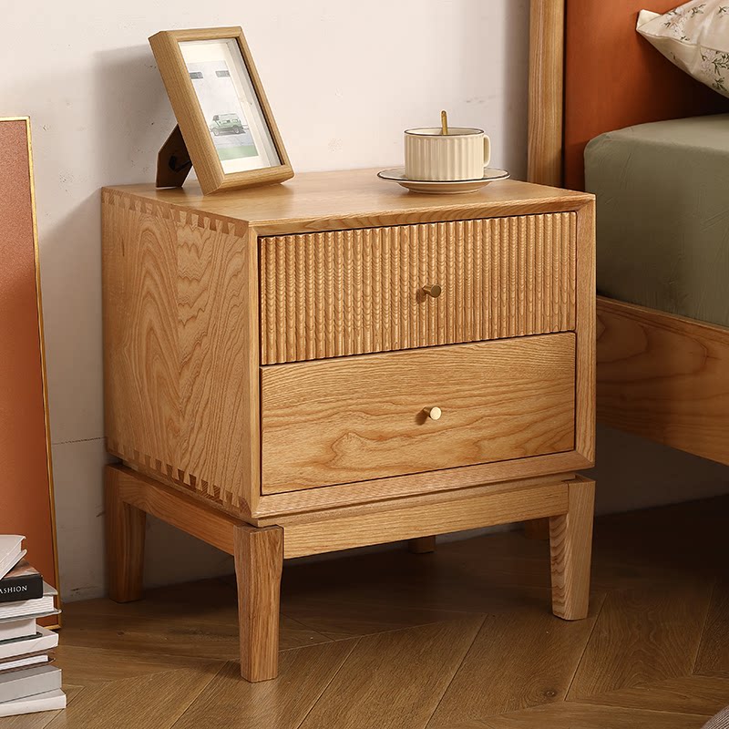 โต๊ะข้างเตียงไม้เนื้อแข็งสไตล์ - Solid Wood Nightstand 2 Drawers บทวิจารณ์และราคา