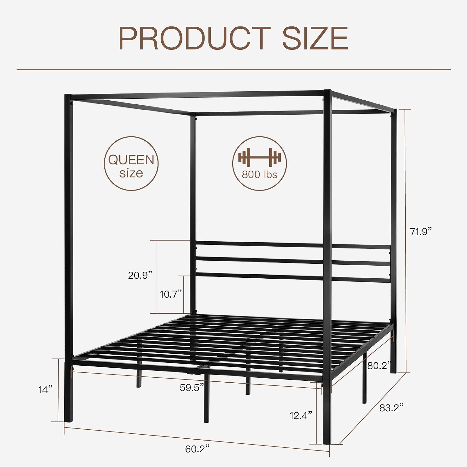 โครงเตียงเหล็กแบบมีหลังคา ขนาด - Canopy Bed Frame Metal Queen บทวิจารณ์และราคา