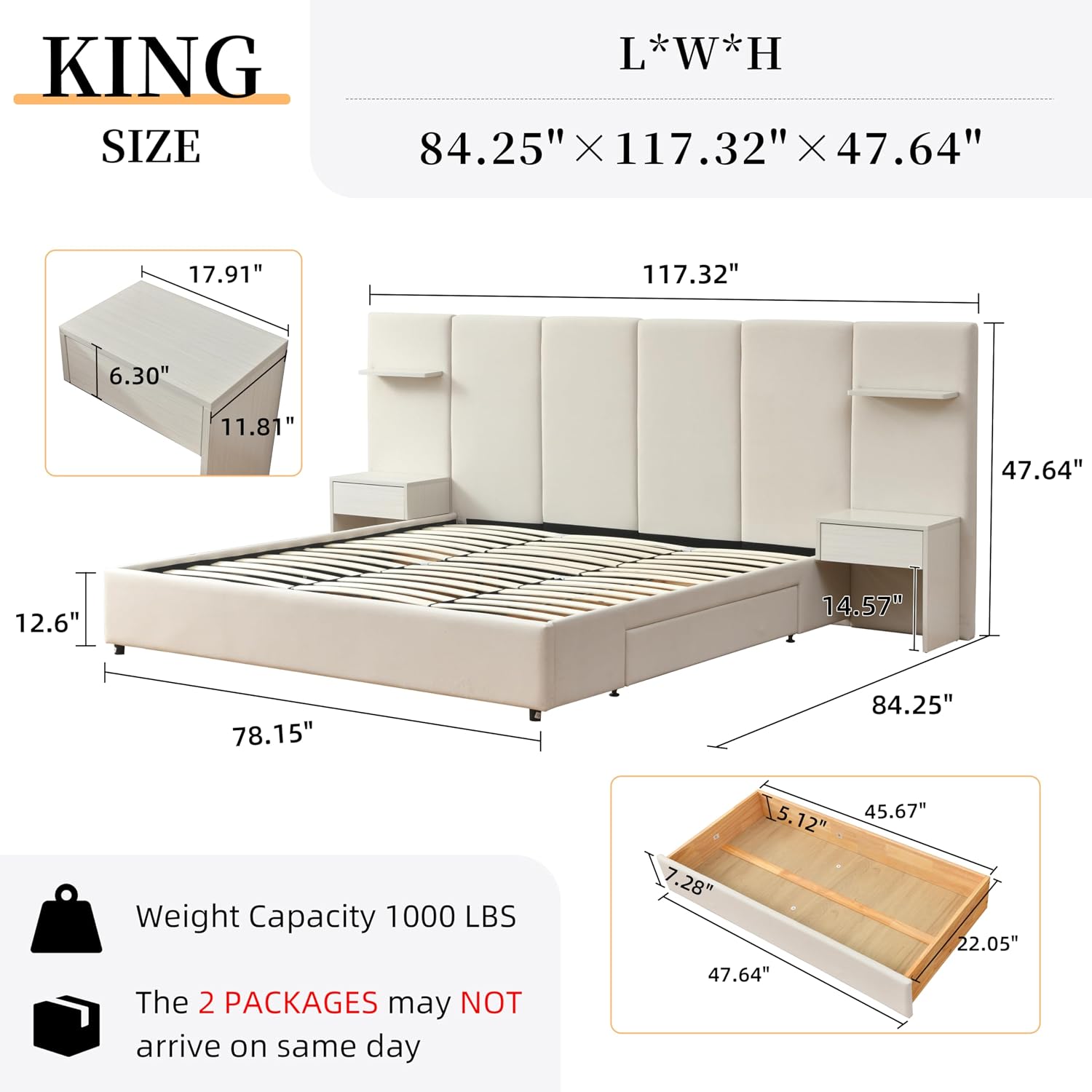 โครงเตียงขนาดคิงไซส์พร้อมที่เก - King Size Bed Frame With Storage Drawers บทวิจารณ์และราคา