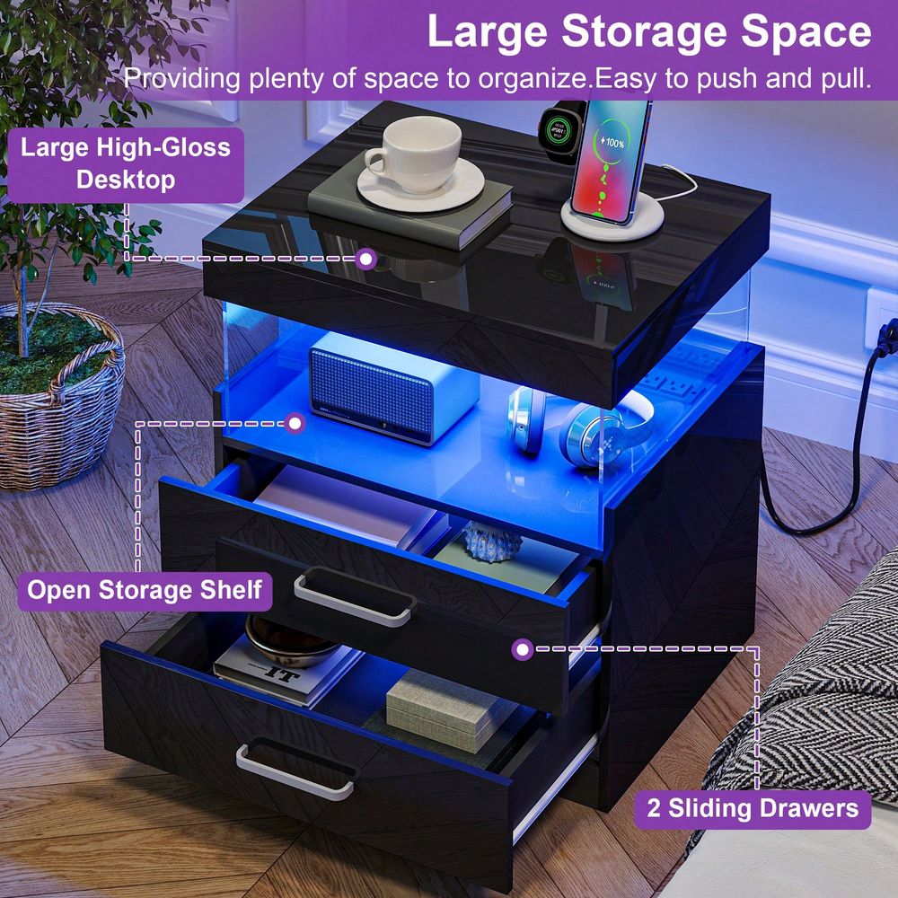 โต๊ะข้างเตียง LED สีดำพร้อมสถา - Floating Nightstand With Led Light บทวิจารณ์และราคา