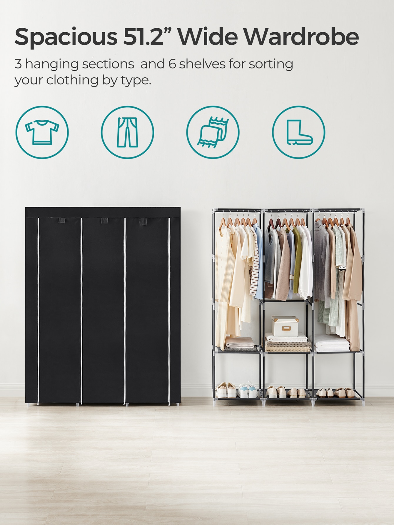 ตู้เสื้อผ้าแบบพกพา ดีไซน์ทันสม - Wardrobe Closet Portable Fabric Cover บทวิจารณ์และราคา