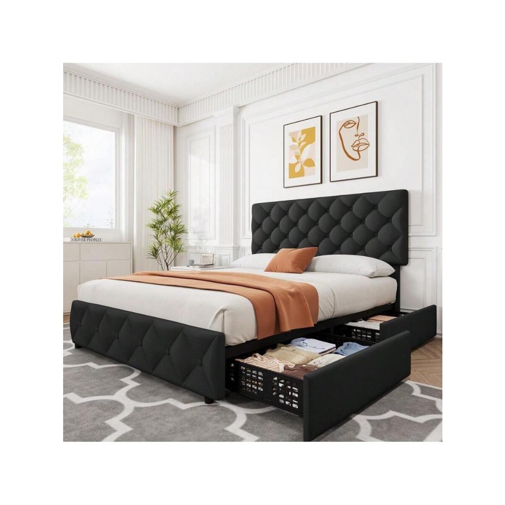 โครงเตียงขนาดควีนไซส์และคิงไซส - King Size Bed Frame With Storage Drawers บทวิจารณ์และราคา