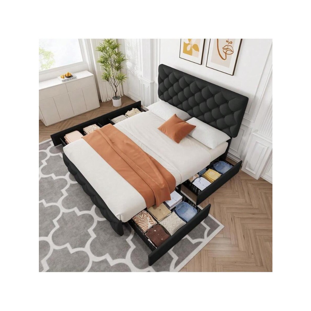 โครงเตียงขนาดควีนไซส์และคิงไซส - King Size Bed Frame With Storage Drawers บทวิจารณ์และราคา