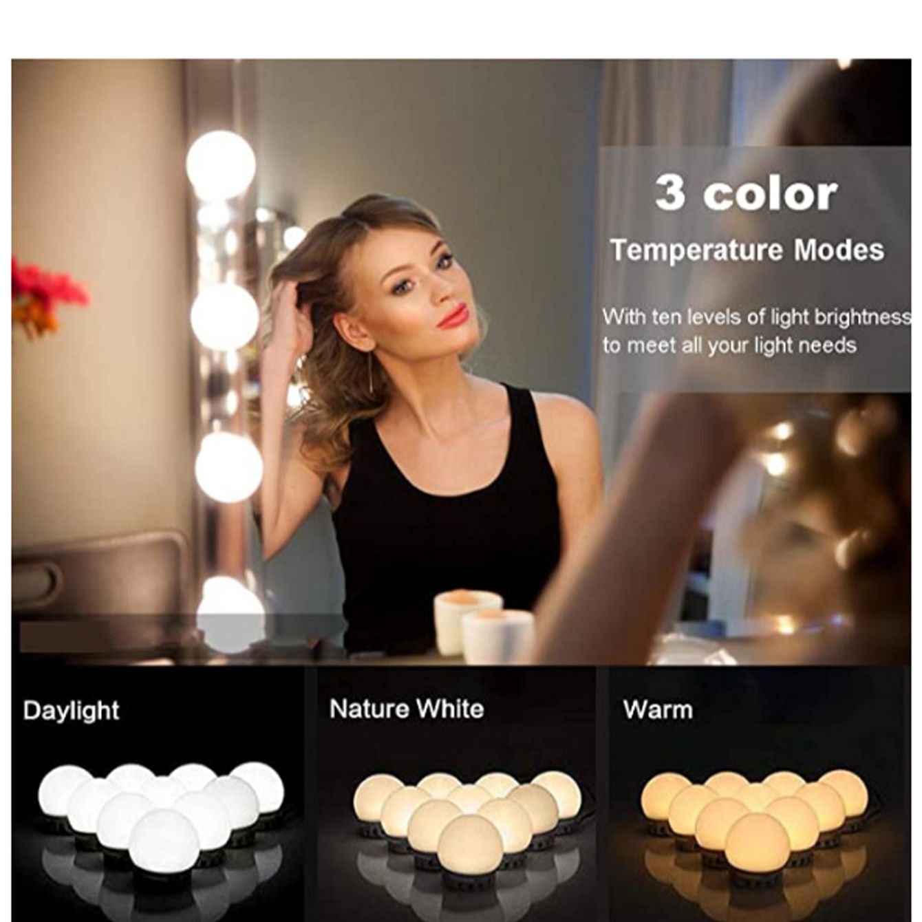 LED แต่งหน้ากระจกหลอดไฟชาร์จ U - Dressing Table Vanity With Lighted Mirror บทวิจารณ์และราคา