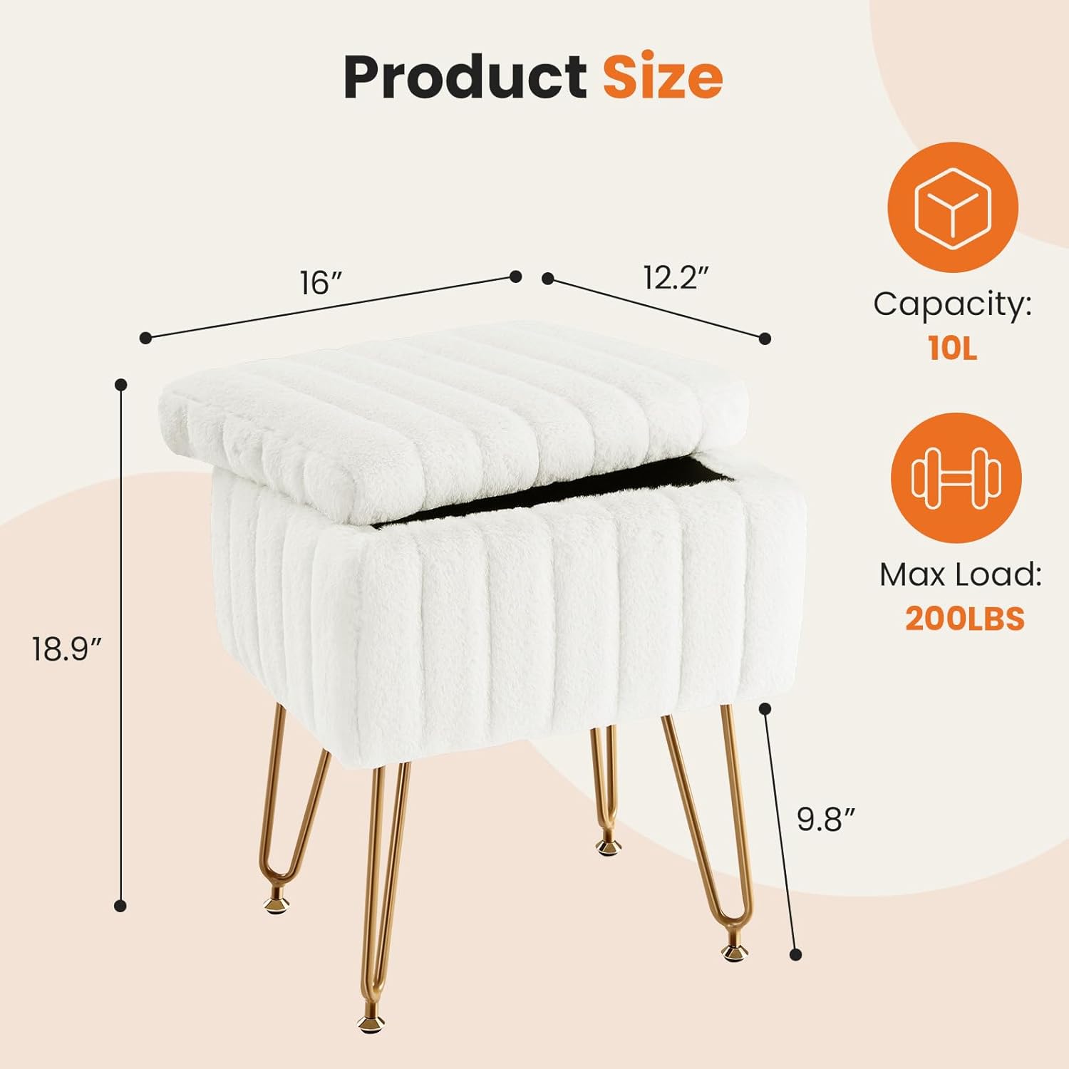 เก้าอี้สตูลเก็บของสีขาว, ออตโต - Bedroom Furniture บทวิจารณ์และราคา