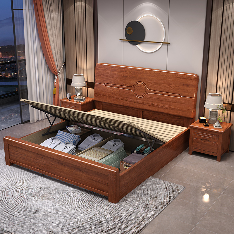 เตียงไม้วอลนัทแท้ ดีไซน์เรียบง - Gas Lift Storage Bed Hydraulic บทวิจารณ์และราคา