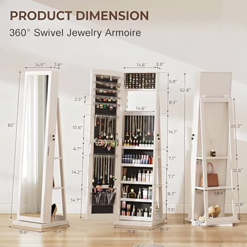 360 °   ตู้เก็บเครื่องประดับแบ - Full Length Mirror Jewelry Armoire บทวิจารณ์และราคา