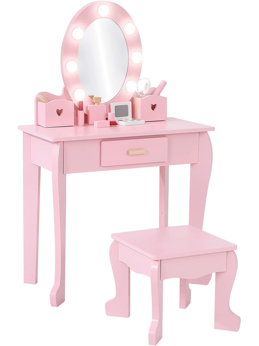 โต๊ะเครื่องแป้งเด็กพร้อมเก้าอี - Dressing Table Vanity With Lighted Mirror บทวิจารณ์และราคา