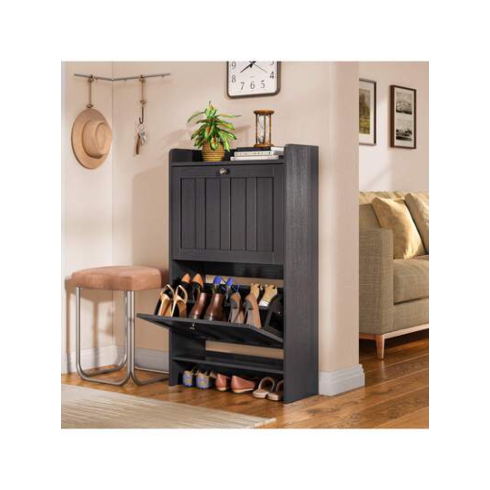 ตู้เก็บรองเท้าพร้อมลิ้นชักแบบเ - Shoe Rack Cabinet Narrow Entryway บทวิจารณ์และราคา