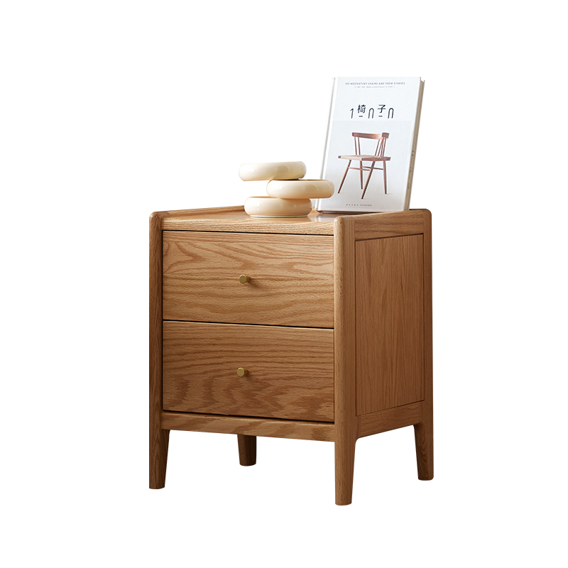 เฟอร์นิเจอร์ห้องนอนไม้โอ๊คแท้  - Solid Wood Nightstand 2 Drawers บทวิจารณ์และราคา