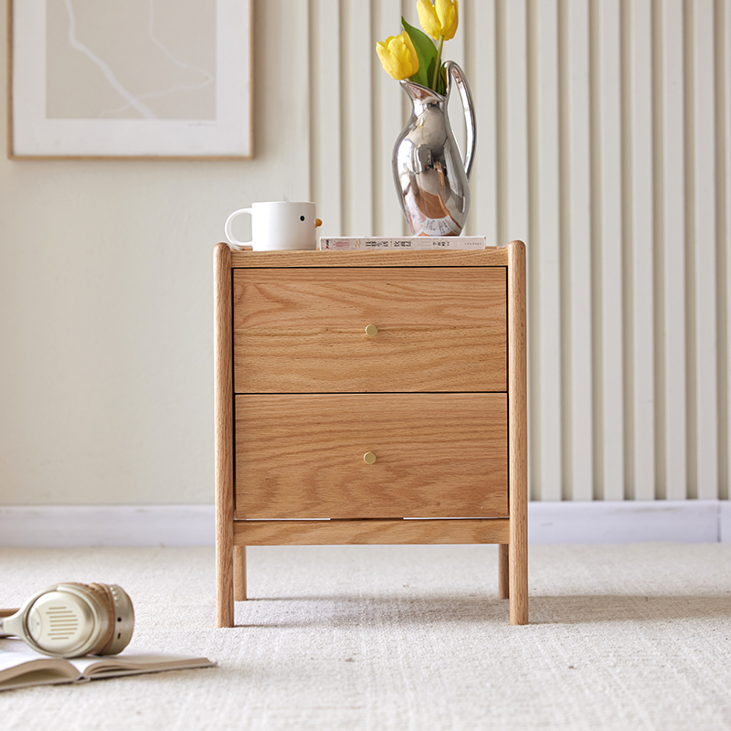 เฟอร์นิเจอร์ห้องนอนไม้โอ๊คแท้  - Solid Wood Nightstand 2 Drawers บทวิจารณ์และราคา