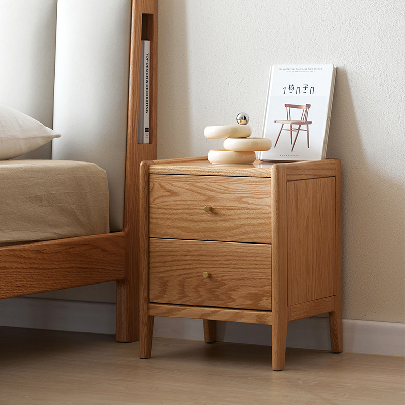 เฟอร์นิเจอร์ห้องนอนไม้โอ๊คแท้  - Solid Wood Nightstand 2 Drawers บทวิจารณ์และราคา